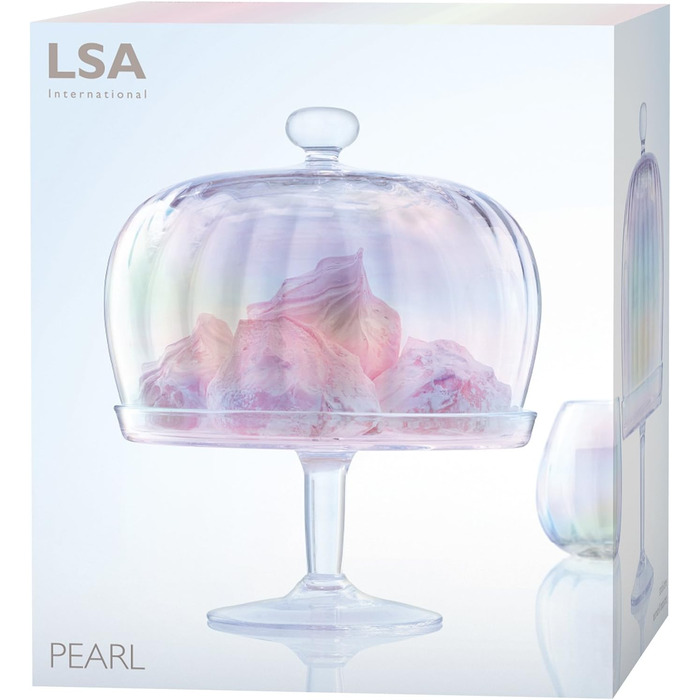 Скляна підставка з кришкою LSA International Pearl, Ø27 см, перламутрова