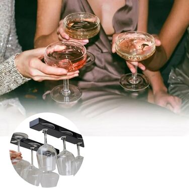 Тримачі для келихів вина Anicy (2 шт.) - підвісні, настінні, для кухні, бару, ресторану (чорний)