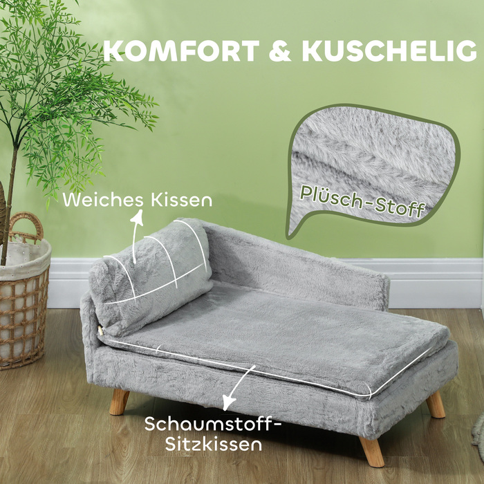 PawHut Dog Sofa for Medium-Sized Dogs, Dog Bed with Removable and Washable Cushion, Pet Sofa with Wooden Legs, with Elevated Design, 20 kg, Light Grey | Aosom