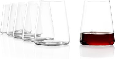 Stölzle Lausitz Red Wine Glasses Power 6-Piece Set 520ml – Modern Stemless Wine Glasses for Maximum Aroma Development – Flat Red Wine Glasses Made of Crystal Glass – Dishwasher & Shockproof, Made in Germany
