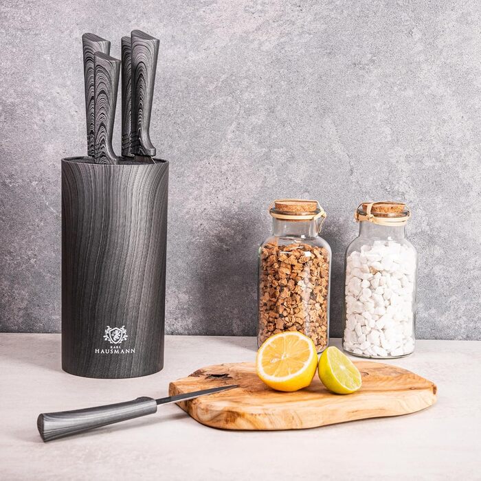 Набір ножів Karl Hausmann 5 предметів: ніж, підставка - кухонні ножі з нержавіючої сталі (сірий колір дерева)