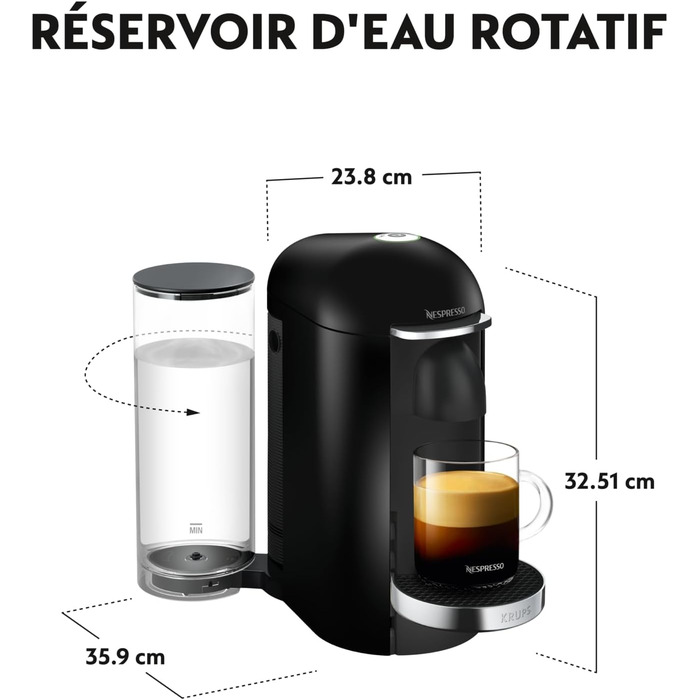 Кавомашина Nespresso Krups Vertuo YY2778FD: Espresso та кава, 40-410 мл, титан (чорний)
