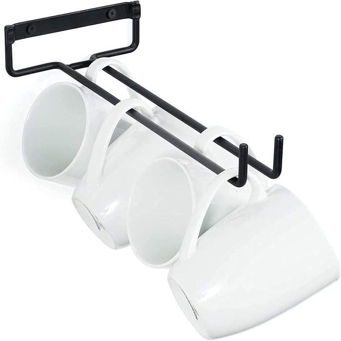 Тримач для келихів Yhuasia (2 шт.) - рейка для склянок, металева підвісна конструкція для бару, кухні, ресторану, пабу, чорний