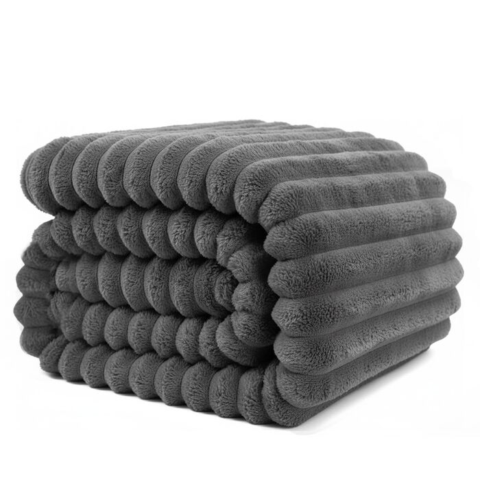 Тепла фланелева ковдра 150x200 см - м'яка ковдра на ліжко та диван, ідеальний подарунок для мами, жінок та подруги (200x230 см, темно-сірий)