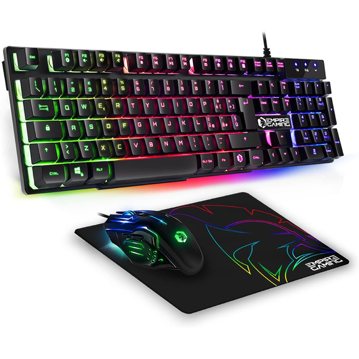 EMPIRE GAMING Kit MK800: Клавіатура та мишка для геймінгу RGB з італійською розкладкою (QWERTY), 105 клавіш, 2400 DPI, Anti-Ghosting, сумісна з PC, PS4, PS5, Xbox One/Series, Mac