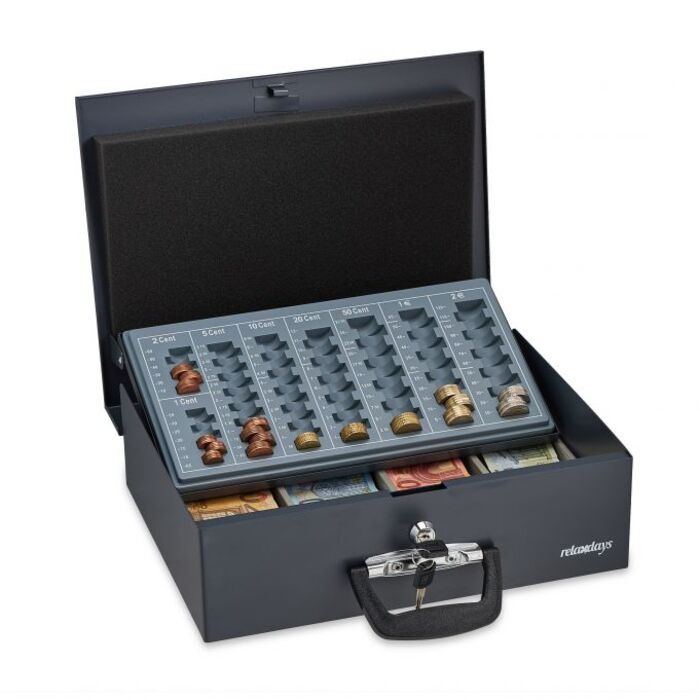 Relaxdays Black Cash Box Дошка для підрахунку євромонет