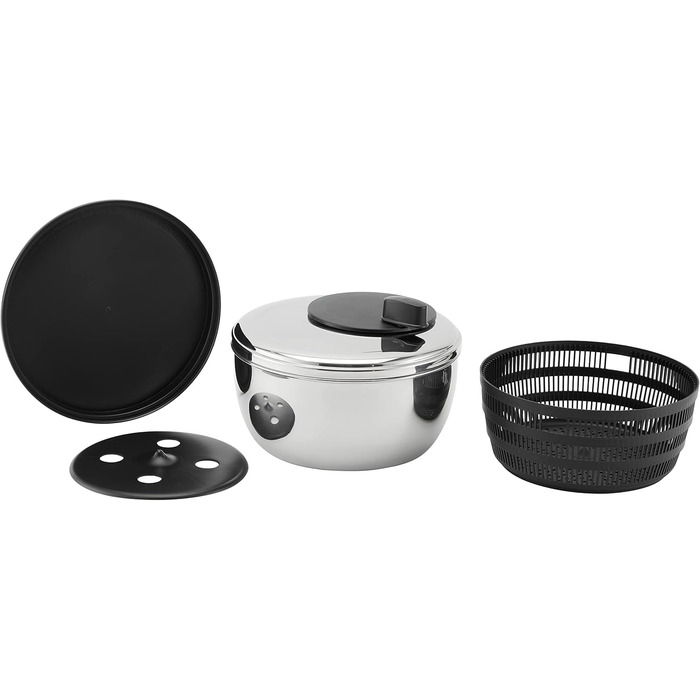 Сушарка для салату WMF Gourmet 25,4 см, нержавіюча сталь Cromargan, полірування, пластикове сито, підходить для посудомийної машини