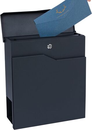 Поштова скринька Zelsius Wave з відділенням для преси, антрацит RAL 7016, з механізмом плавного закриття | Настінна або стійкова установка