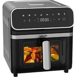 iceagle Hot Air Fryer 6.7 L Airfryer XXL - Air Fryer Without Oil | 2200W Hot Air Fryer with 8 Cooking Programs, Digital Display, with German Recipe Book