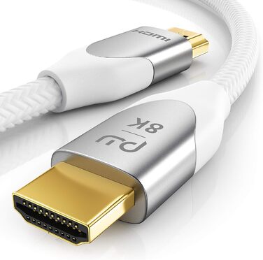 HDMI 2.1 Кабель 2м 8K (60Hz) 4K (120Hz) - Білий, Підтримка HDR, ARC, PS5, Xbox, Blu-Ray