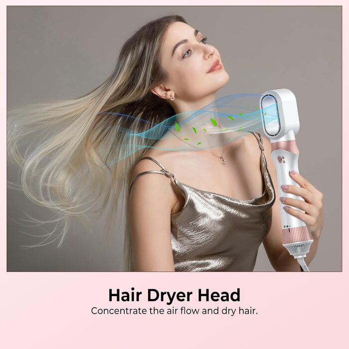 Airstyler 6 в 1: Фен-щітка, плойка, іонний фен, набір для укладання волосся 1000W, білий. Ідеальний подарунок для жінок