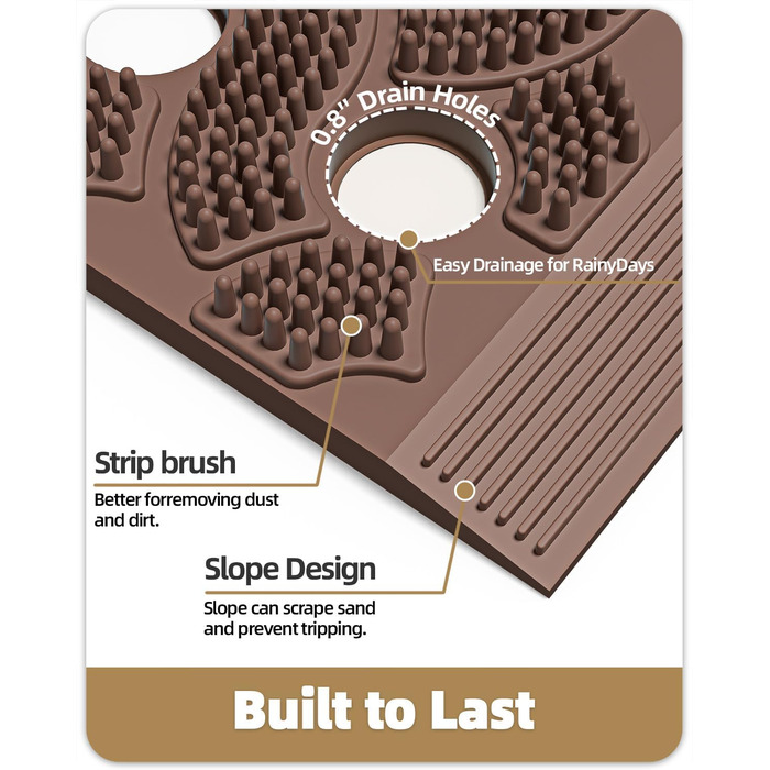 Килимок для порогу COLOR&GEOMETRY Null Geruch TPE Heavy Duty, 43x75 см (60x90 см), коричневий. Екологічний, не потребує догляду, антиковзаючий, для дому та вулиці