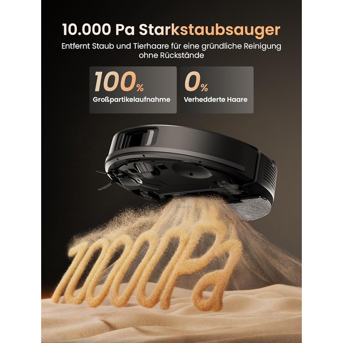 Робот-пилосос Proscenic Q20Plus з функцією миття, 10000Pa, 200хв, бездротовий, з автоматичним випорожненням, 3-в-1 для шерсті тварин, килимів та твердих поверхонь, чорний