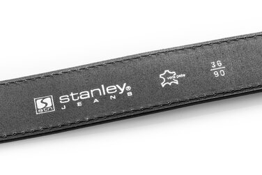 Чоловічий ремінь STANLEY JEANS — натуральна шкіра — чорний