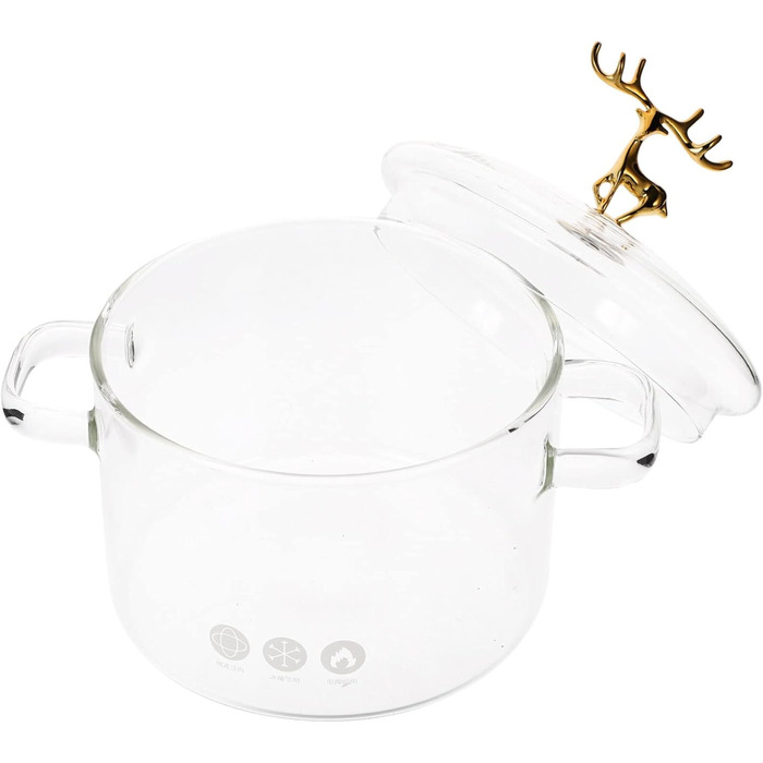 MAGICLULU 1 Piece Glass Pot with Lid Borosilicate Glass Cookware Transparent Cooking Pot for Pasta Salad