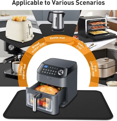 Термостійкий килимок під кавомашину Ankway 40x60 см, чорний, з силікону, антиковзаюча, водонепроникна