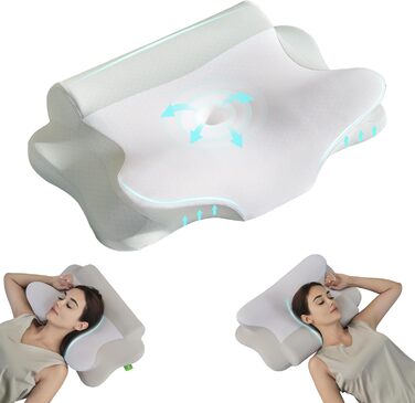 Подушка для шиї Z-hom з Memory Foam, ергономічна подушка для сну на спині, боці та животі (60 x 39 x 10/12 см)