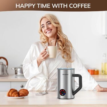 Електричний піногасник для молока Morpilot, 650W, нержавіюча сталь, 350мл, для гарячого та холодного молока, сумісний з посудомийною машиною