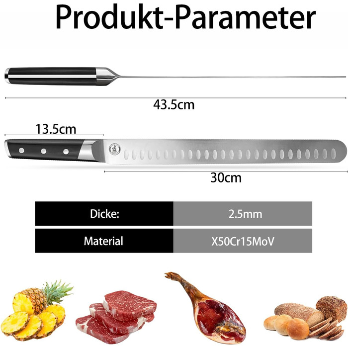 Kitory Hackmesser 18 см, кухонний ніж-сікач з нержавіючої сталі, з ручкою Pakkawood (Mtd01de)