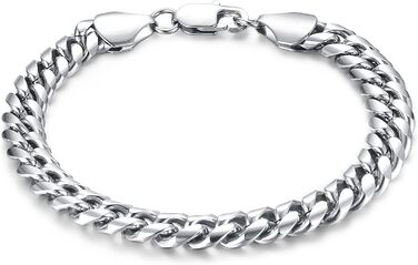 Браслет чоловічий Cassieca з нержавіючої сталі, панцерна/кубинська ланцюгова модель, 5/9 мм, 17/21/23 см, стильний аксесуар для чоловіків та хлопчиків, подарунок у коробці