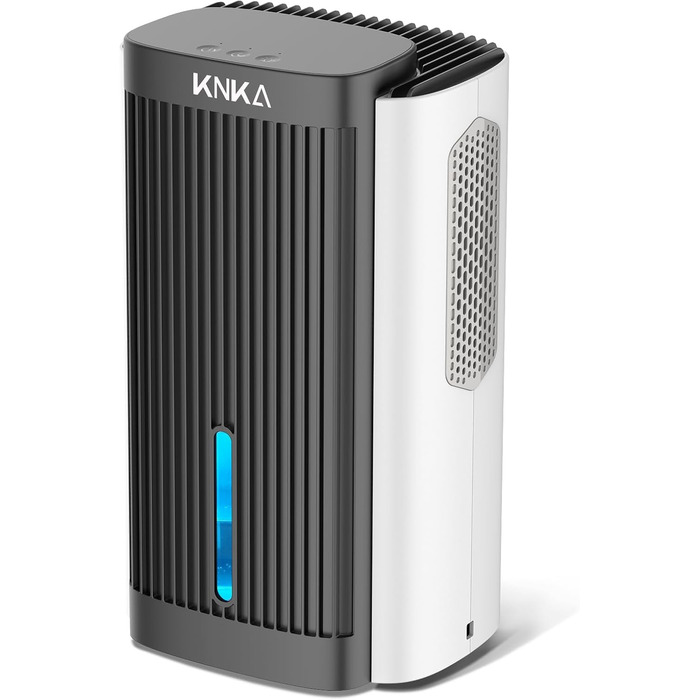 Електричний осушувач повітря KNKA, 1.1 л, тихий (28dB), для дому, ванної кімнати, підвалу, з автовимкненням та нічним режимом, кольорове підсвічування (білий), чорно-білий