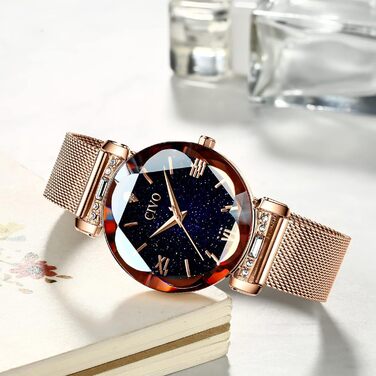 Жіночий годинник CIVO водонепроникний мінімалістичний аналоговий кварц, мода, сукня, елегантний, повсякденний кварцовий годинник для жінок (Y-2【set】рожеве золото/Xk Zh)