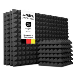 Акустичні пірамідні панелі PolySound для студії, подкастів та домашнього кінотеатру, шумоізоляційний поролон для звукопоглинання, 48 шт. (30x30x6 см), чорний