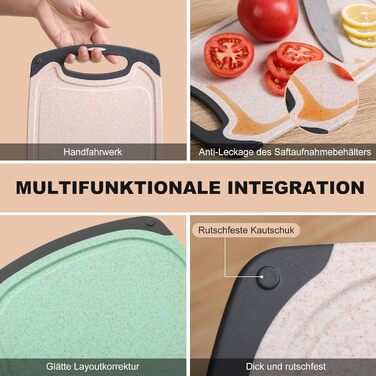 Набір дерев'яних обробних дощок з пшеничного соломи (3 шт.) - безпечні, легкі, з антиковзким покриттям, для кухні