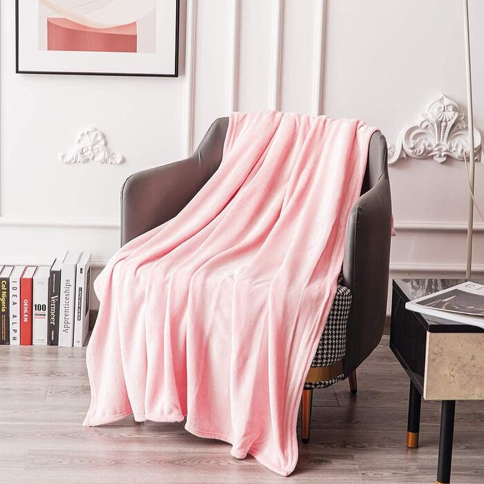 Плед KEPLIN з фланелі, великий накид, ковдра, м'який, затишний та пухнастий, з мікрофібри, для ліжка та ковдри, ідеальний для дорослих та дитячих кімнат (150 x Queen, персиковий)