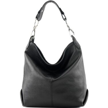 Сумка жіноча шкіряна на плече Modamoda T168, ручної роботи, Італія (Чорний)