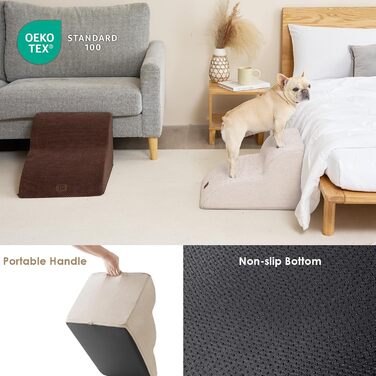 Сходинки для собак EHEYCIGA: компактні та зручні для маленьких собак, 40 см заввишки, 3 сходинки, сірий колір, з миючим покриттям та протиковзким дном (40 x 50 x 30 см)