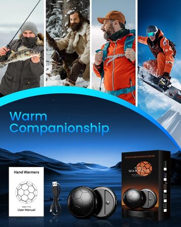 Електричні грілки для рук 2 шт. | USB, 3 режими нагріву, 20 годин тепла, для активного відпочинку та дому, чорний