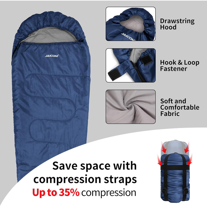 Сплячий мішок 3-4 сезони Ultraleicht Mumienschlafsack (800г/1600г) для дорослих - Outdoor, Camping, Trekking, Indoor, блакитний