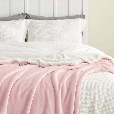 BEDSURE Плед Sherpa з вовною - теплий плед на диван, м'який накид, товстий плед для дивану, подарунок для жінок, теплий плед для дому, сірий, 150x200 см, XL (Рожевий A, 220 x 240 см)