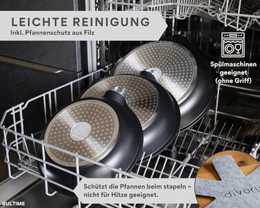 Сковорідка гриль 28 см з рифленою антипригарною поверхнею та знімною ручкою, для всіх типів плит (індукція) – для стейків та овочів гриль, з щипцями, без PFOA/PFOS, чорна