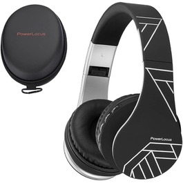 Bluetooth навушники PowerLocus Over Ear бездротові складні навушники On Ear з мікрофоном для iPhone, Android, PC (Чорний/Срібний)