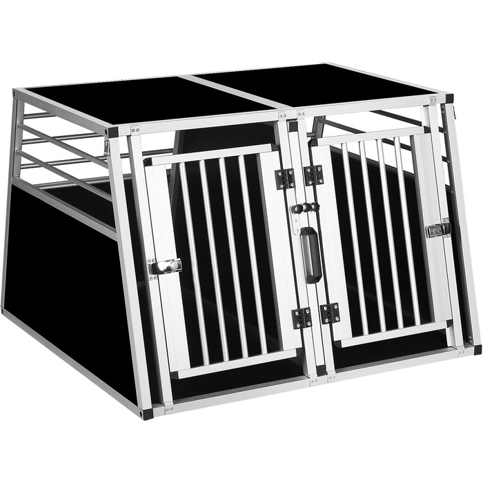 Транспортна переноска для собак та котів EUGAD, алюмінієва, 65x85x71 см, з безпечним замком, чорна