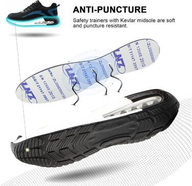 Черевики робочі чоловічі/жіночі Hitmars, захисні черевики з металевим підноском, зручні кухарські черевики, легкі черевики, черевики для дахів, чорний/синій, EU36-48