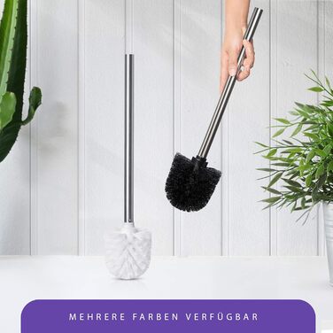 Набір з 4 щіток для унітазу KLINOO, чорний колір, діаметр 8 см, з нержавіючою ручкою та змінною головкою