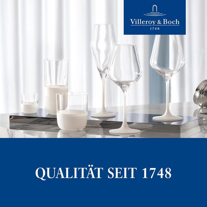 Villeroy & Boch – Manufacture Rock White White Wine Glass Set, 4-Piece. White Wine Glasses, Exceptional Glasses, Glasses for Wine, Crystal Glass