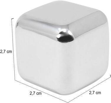 Набір для віскі Com-Four® з нержавіючої сталі: 12 кубиків льоду, мішечок для зберігання та подарункова коробка. Багаторазові кубики льоду для віскі, джину, тоніку та коньяку