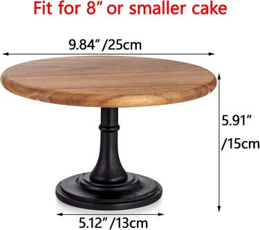 Дзеркальце для торта NUPTIO, 3 шт. в наборі: дерев'яний, рустикальний, для весілля, дня народження, дитячого свята, десертів та тістечок (чорний, 25.5 см)