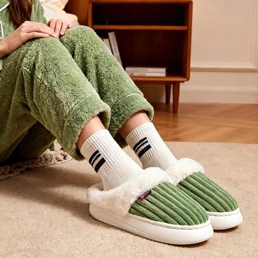 Зимові плюшеві тапочки Guyarns для жінок та чоловіків з піною Memory Foam, кордов'янта, неслизька підошва, комфортні домашні капці, зелені, 38/39 EU
