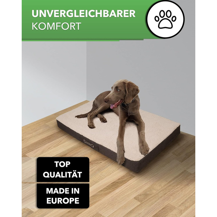 Ортопедичне ліжко для собак Diluma Benji - м'яке килимок для домашніх тварин - лежанка для собак знімний чохол - диванчик для собак Бежевий - 100 x 65 x 10 см - L
