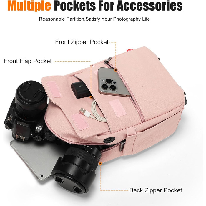 Кришка-органайзер для камери: для DSLR, беззеркальних та компактних камер, білий (рожевий, L)