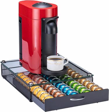 Тримач для капсул Nespresso Vertuo Rice Rat, 50 капсул, чорний, скляний каркас