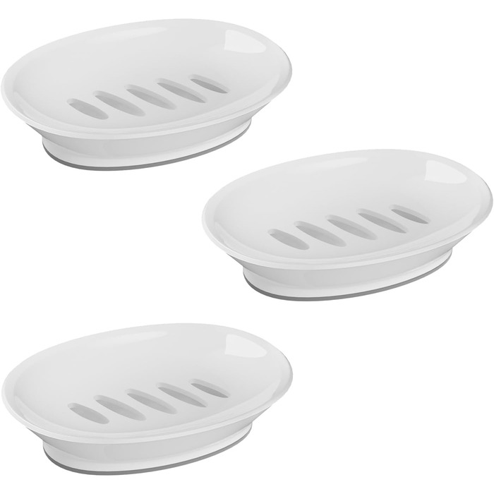 Набір з 3 мисок для мила з піддоном, мильниця, легке очищення, запобігає розмитому милу для душу, ванної кімнати, кухні, білий, синій, зелений