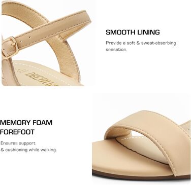 Жіночі босоніжки DREAM PAIRS на високій платформі та блочних підборах, відкритий ніс, колір нюд (40 EU, широка колодка)