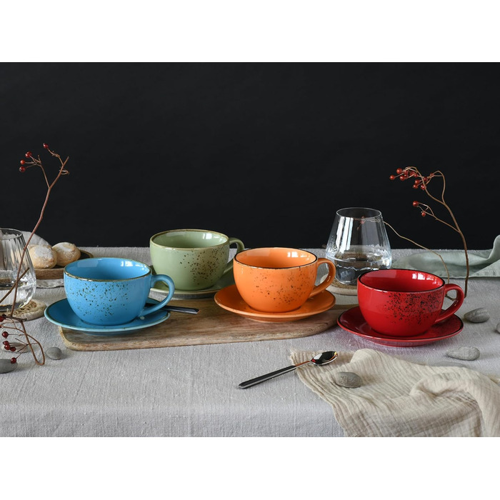 Набір посуду CreaTable Serie Nature Mediterran на 8 осіб для кави капучино, кераміка, для мікрохвильовки та посудомийки