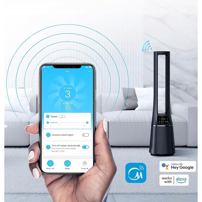 Колонний вентилятор-очисник повітря 2 в 1 Midea MFP-120i (BL) з HEPA-фільтром H13